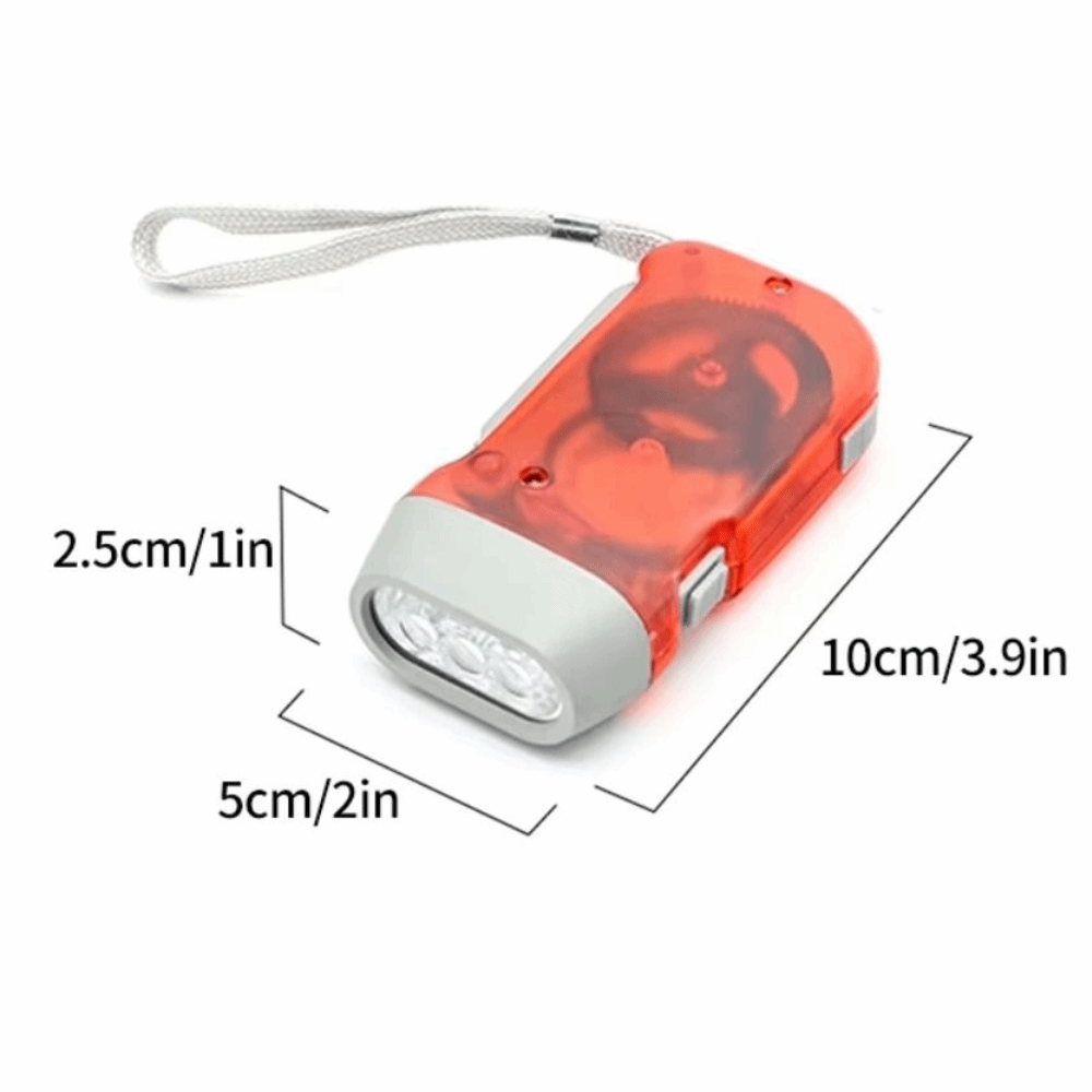 Compact Hand Pressing LED Flashlight Rechargeable Energy Saving Charging Torch Solar Powered Portable Outdoor Camping Flashlight Saving Space for Backpack