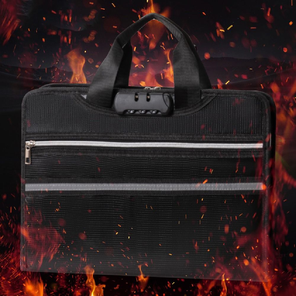 Wear-resistant Fireproof Important File Storage Bag Waterproof Multi Pockets Accordion File Folder Heat-resistant Large Capacity Document Bag with Labels Home Office