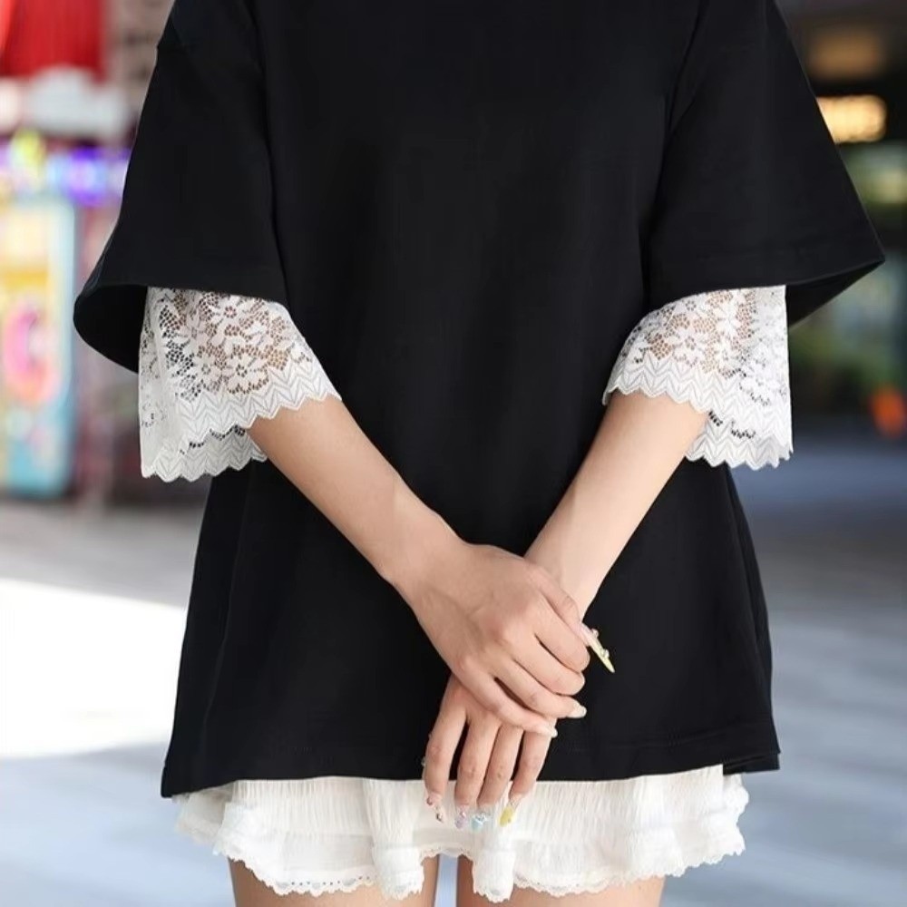 Elegant Solid Color Lace Floral Cuffs Mesh Stretchable Fake Sleeves Black White Wrist Accessories Ladies