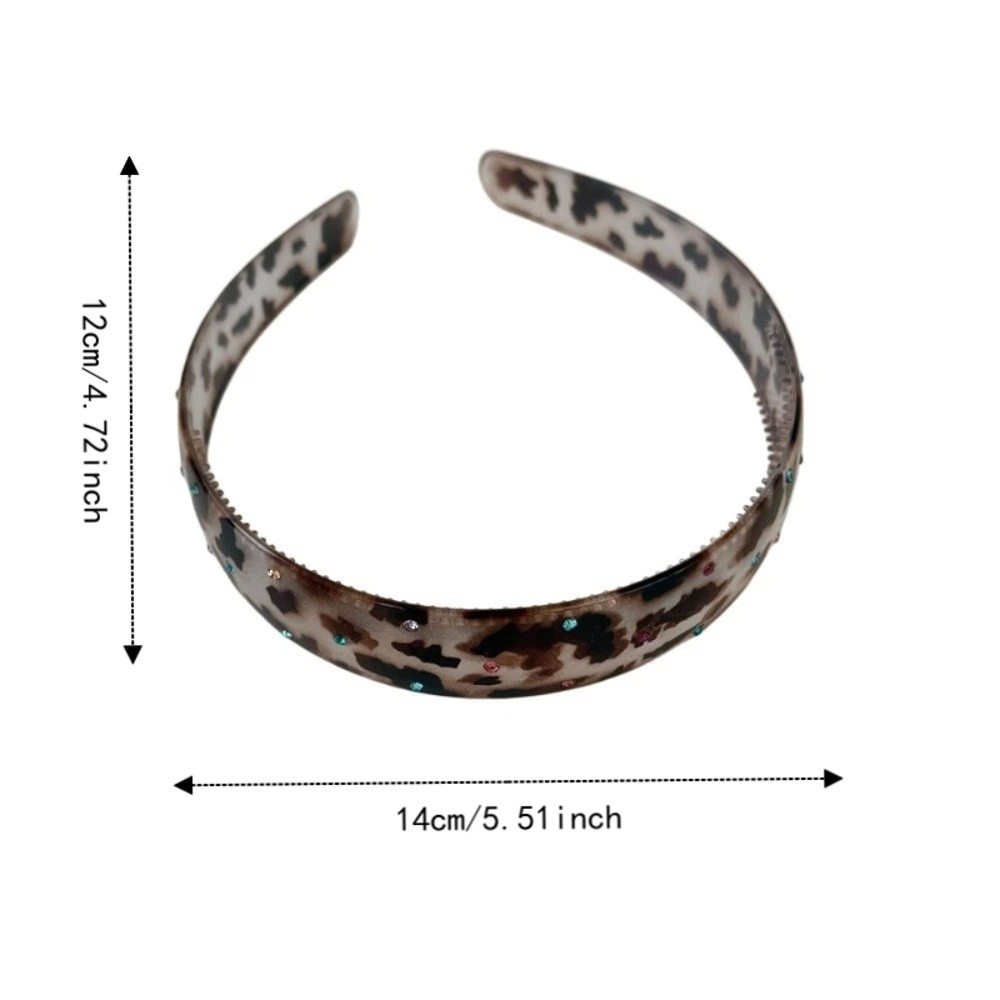 Elegant Colorful Acrylic Headbands Leopard Print Non-slip Wide Hair Hoops Glossy Resin Shiny Hair Accessories Summer