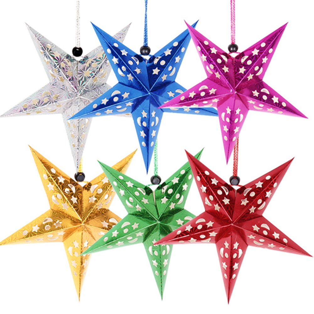 DIY 1pc Birthday Party Wedding Christmas Festival Lantern Ornaments Hanging Decorations Paper Star