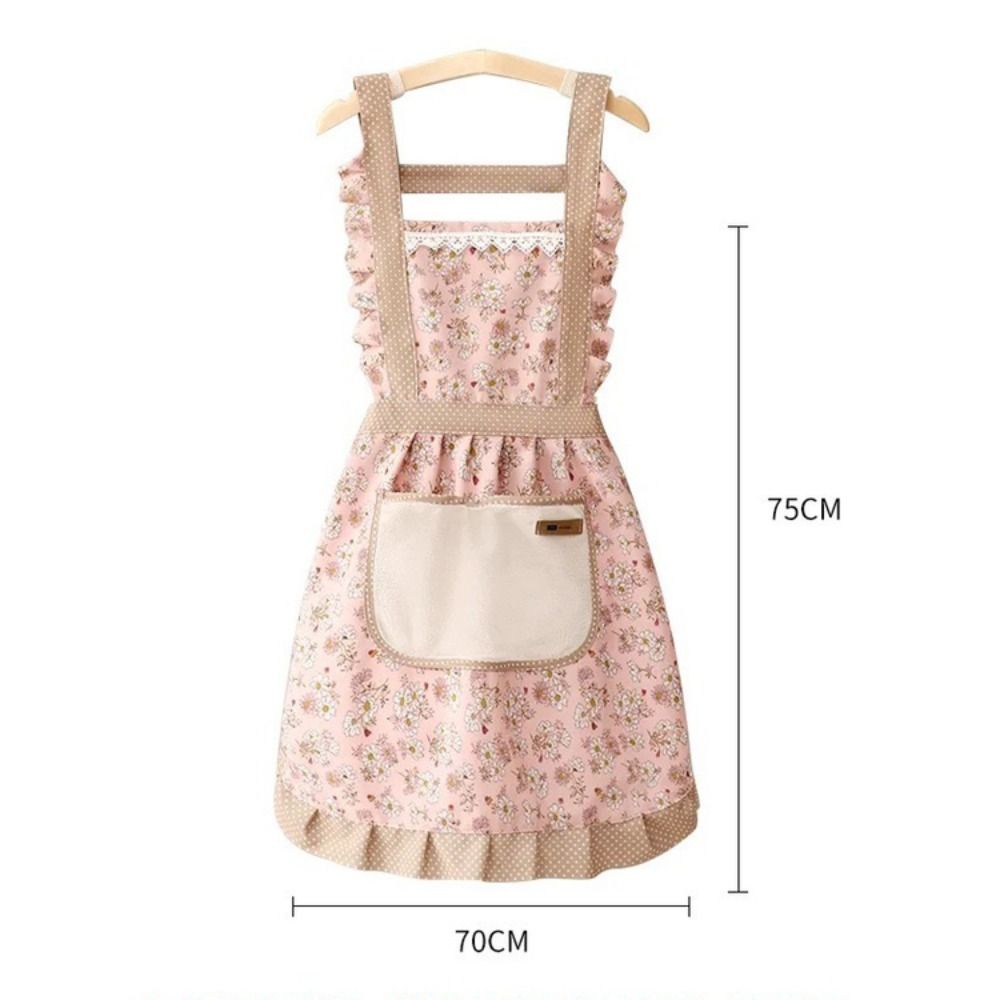 Uniform with Pockets Cotton Apron Adjustable Flounce Princess Skirt Apron Floral Print Lace Woman Apron Woman/Ladies