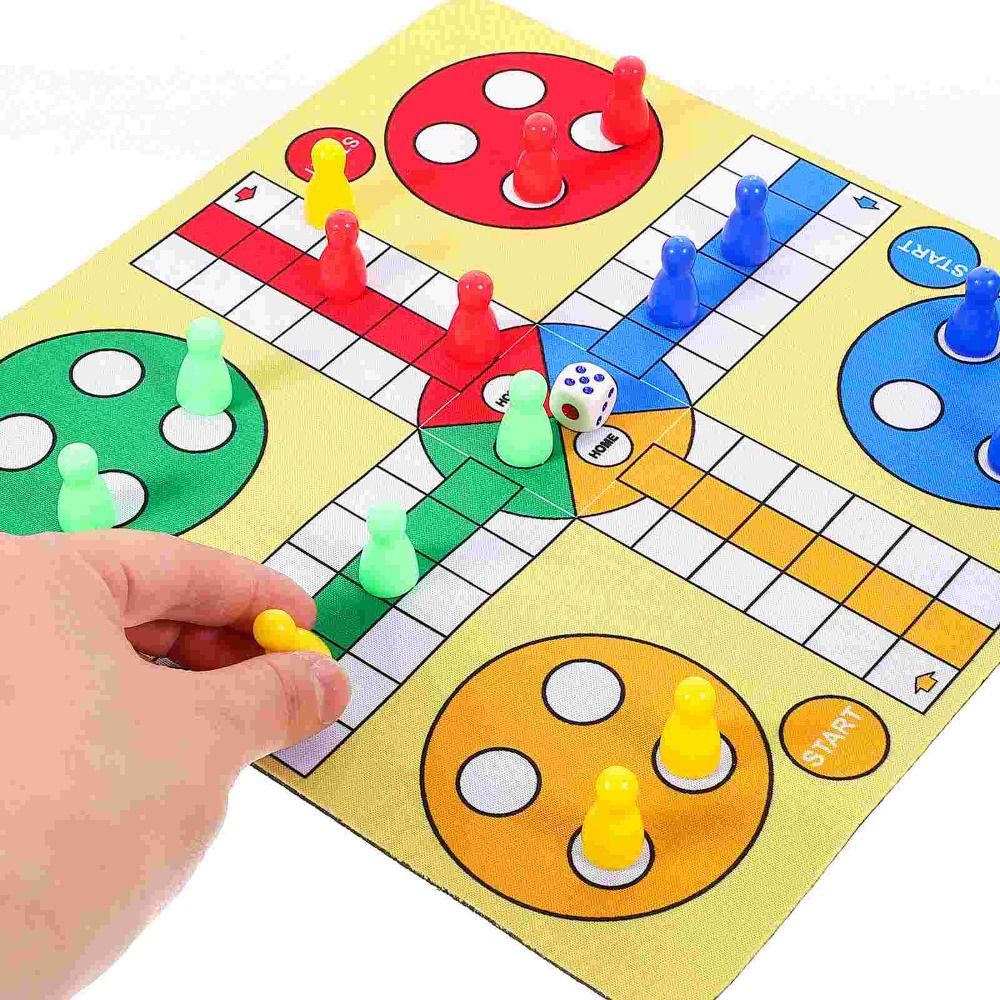 Party Game With Mouse Pad Flying Chess Folding Roll Up Interactive Toy Ludo Chess Set 24cm Multicolor Chessboard Toy Kids Adults