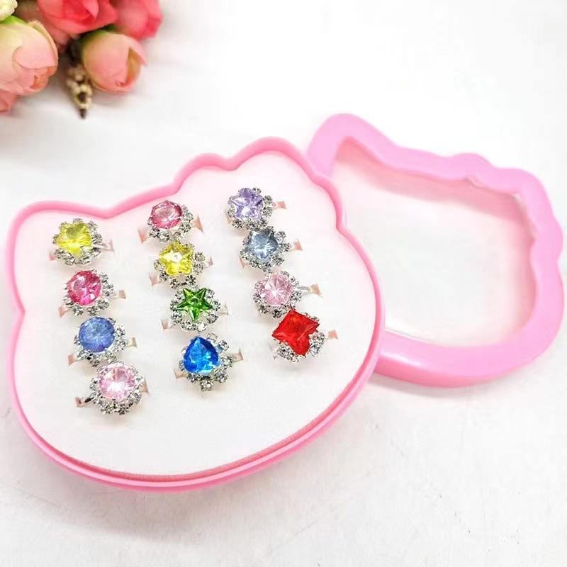 【Top-notch Children's Valentine's Day Gift Diamond Cute Ring Multicolor Girl Student Gift Toy Gift