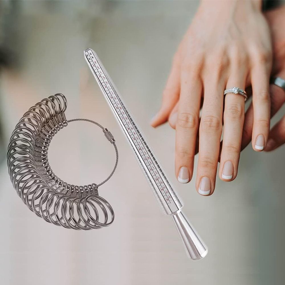 Adjuster Durable Ring Sizer Measuring Tool Set Aluminum Ring Mandrel Ring Stick Jewelry Sizers Kit Metal Gauge Smooth Edges Ring Gauges with Finger Sizer for Women Men Rings