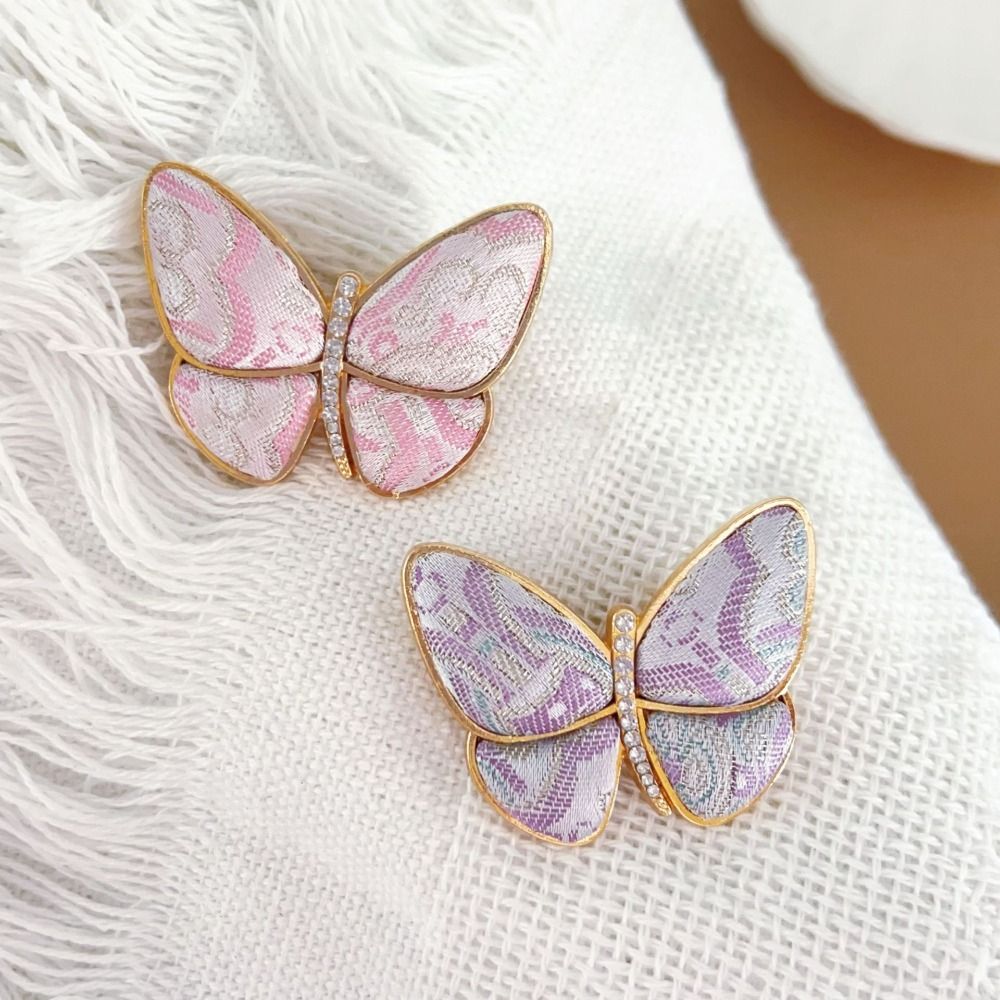 Creative Chinese Style Brocade Butterfly Brooch Exquisite DIY Coat Pin Accessories Gift Mini Lapel Pin Jewelry Accessories