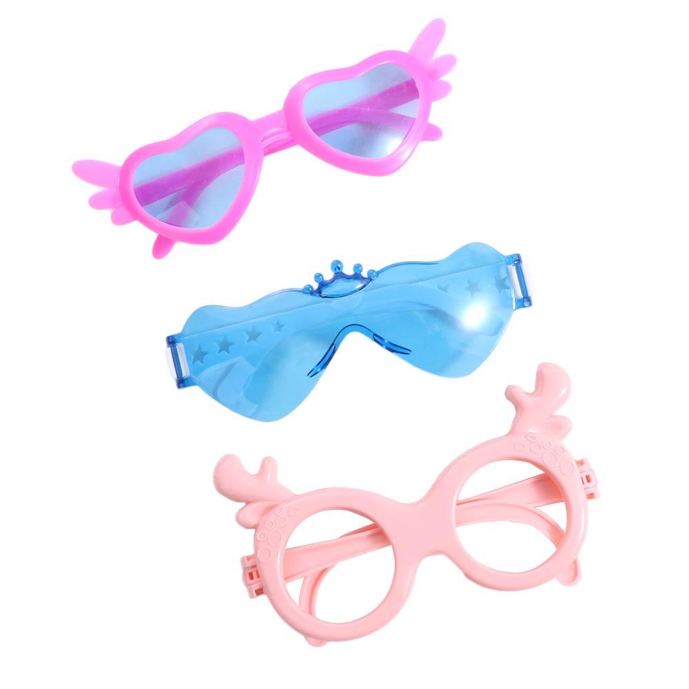 2pcs/set Play House Toy Doll Sunglass Retro Cool Doll Glasses Round Frame Multicolor Mini Plastic Heart Glasses Fashion Styles Retro Mini Plastic Glasses for Doll Kids Toy
