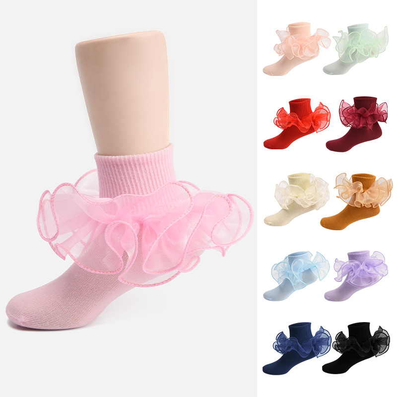 Wenefang Fashion Ins Fashion Children's Dance Socks Princess Girls Frilly Sock Soft Infant Baby Socken Ruffle Socks For Kids School High Quality