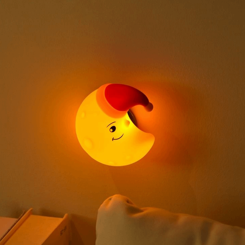Multifunctional Cartoon Moon Silicone Wall Lamp Silicone Creative LED Star Night Light Adjustable Brightness Rechargeable Mini LED Beside Lamp Home Decor