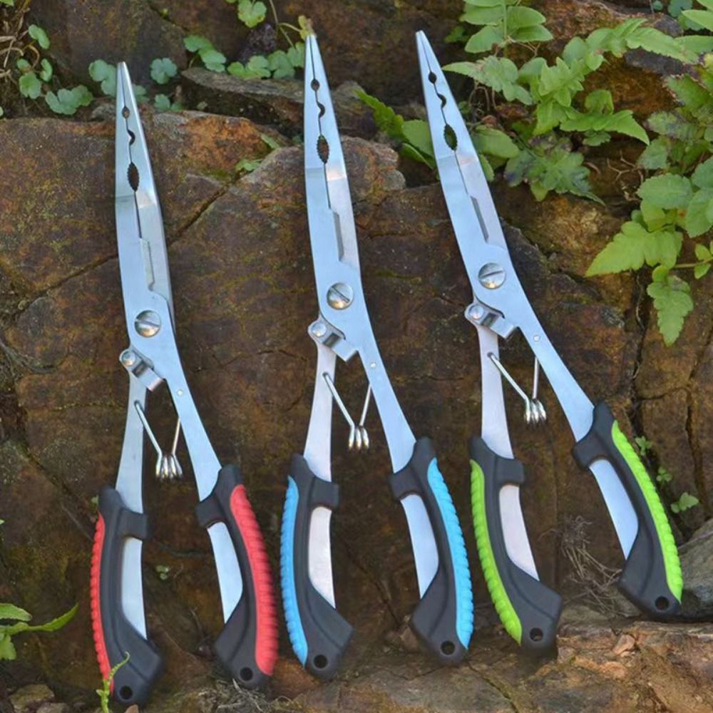 Angling Equipment Line Cut Fishing Pliers Multi-functional with Rubber Handle Fish Mouth Pliers Hook Anti-slip Long-billed Fishing Tied Hooks Pliers Outdoor Camping