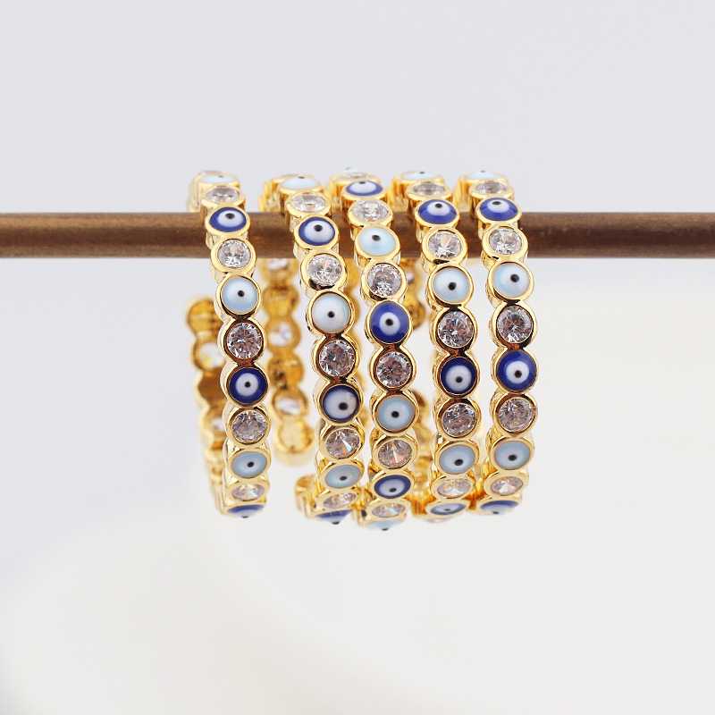 Yuanyan New Bohemia Lucky Turkish Blue Evil Eye Rings Dripping Oil Open Adjustable Finger Rings for Women Jewelry Gift