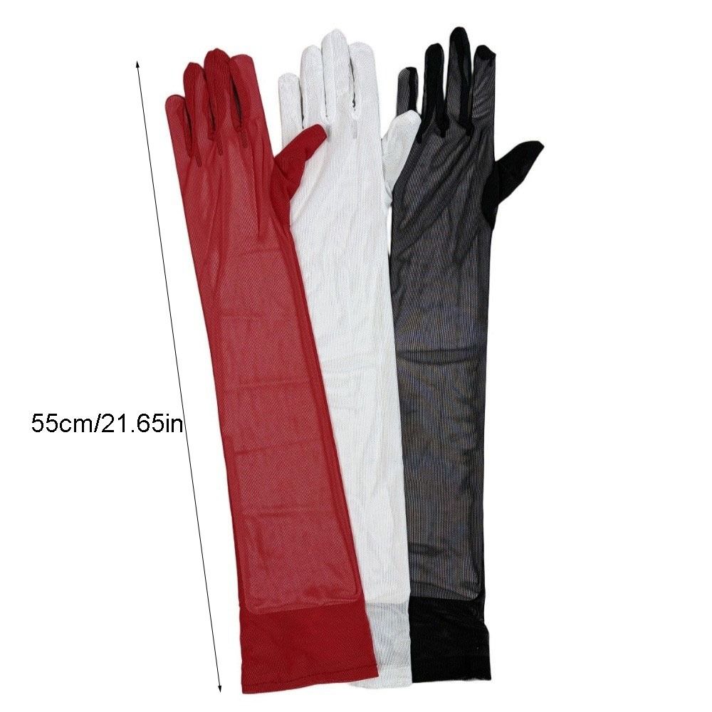 Decoration Thin Mesh Long Transparent Gloves Sun Protection 70cm Long Sheer Gloves Full Finger Seamless Mittens Women