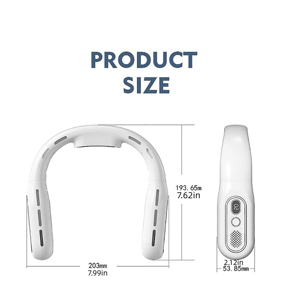 Portable Mini Digital Display Leafless Hanging Neck Fan Foldable Design 3 Speeds Portable Neck Fan Quiet Operation Vaneless Technology Neck Cooling Fan Office Use