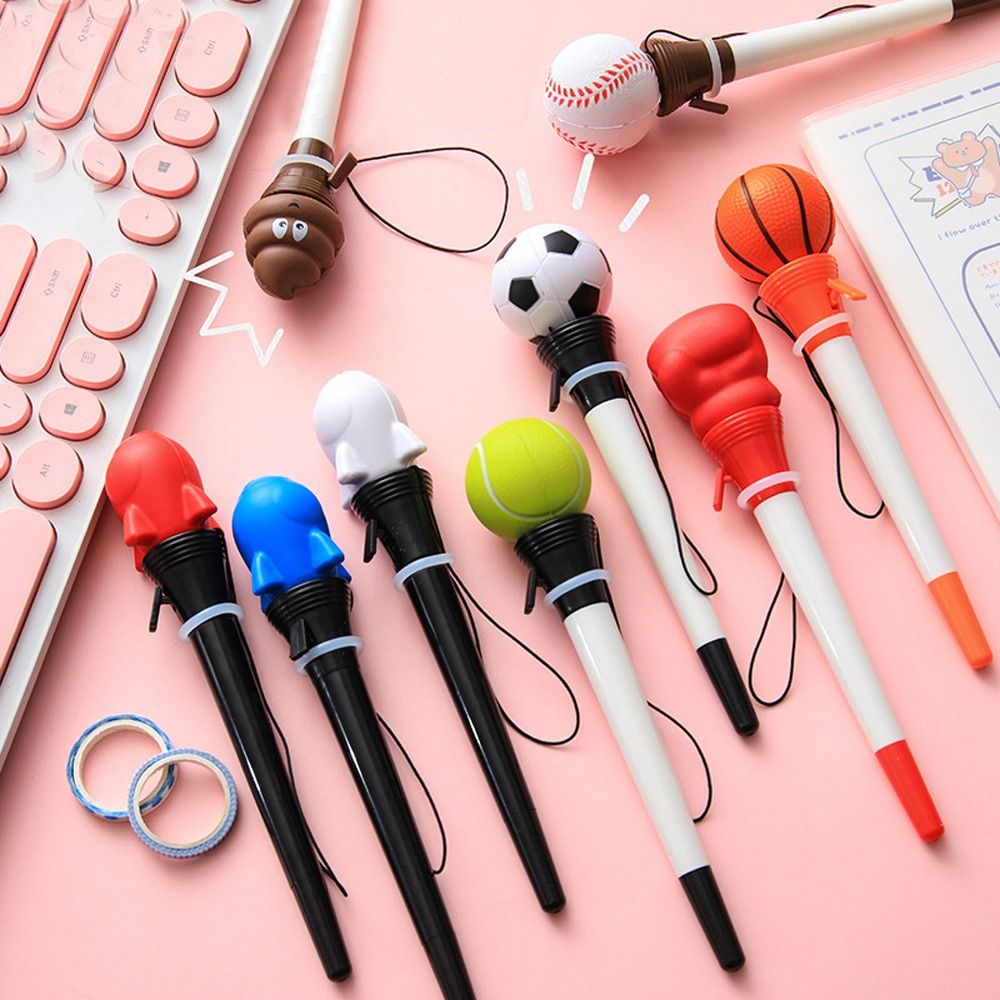 Children Gifts Signature Pen Basketball 0.5mm Soccer Boxing Glove Writing Pen Signing Pens Gaming Ballpoint Pens Bounce Decompression Pen Funny Gel Pens