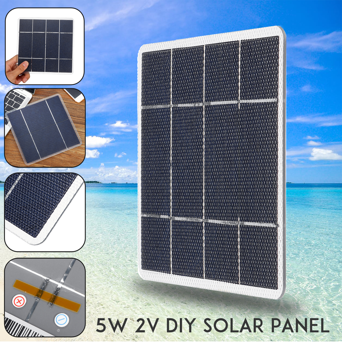 5W 1V 5A Module Solar Panel Mono Solar Cells Monocrystalline Silicon Powered Solar Charging Series Parallel -