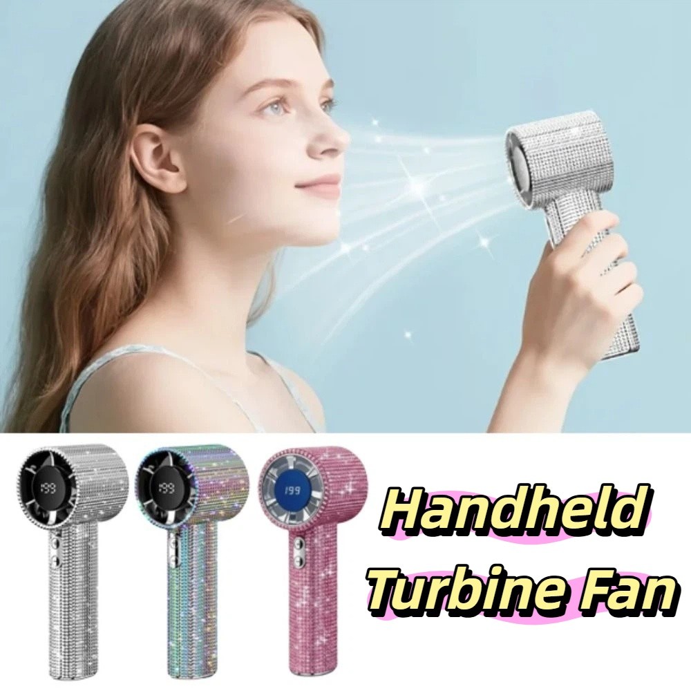 Powerful Small Size Mini Portable Fan Cute Design LED Powered LED Personal Fan Sparkling Imitation Pattern Rechargeable Mini Fan Summer Use