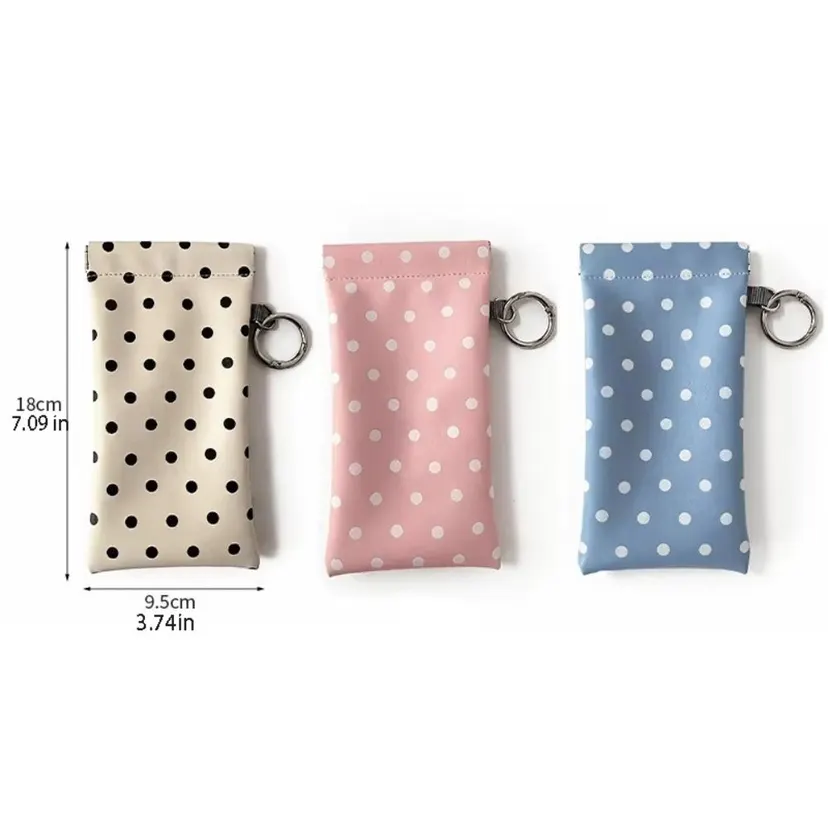Fashion Portable Spring Auto-close Glasses Bag Shrapnel Snap Shut Glasses Clip Glasses Storage Bag with Keyring Sunglasses Pouch Male