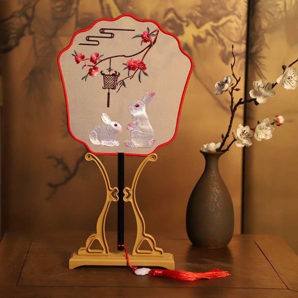 Dance Fan Chinese Style Chinese Embroidery Fan with Tassels Handheld Bridal Group Fan Flower Pattern Translucent Tuan Fan Photography Prop