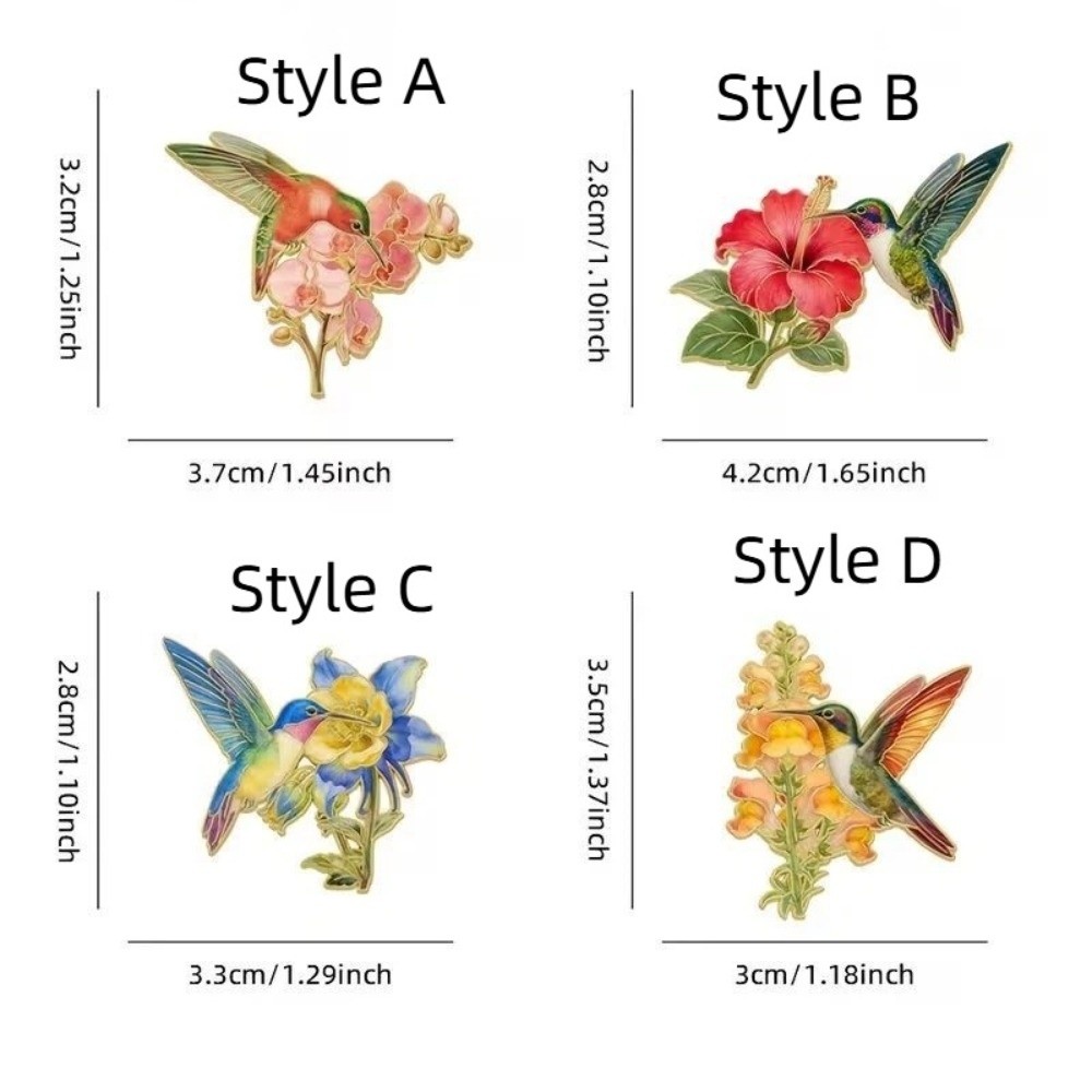 Elegant Zinc Alloy Hummingbird Flower Pin Chinese Style Colorful Animal Lapel Pins Trim Delicate Bird Badges Jacket Decor