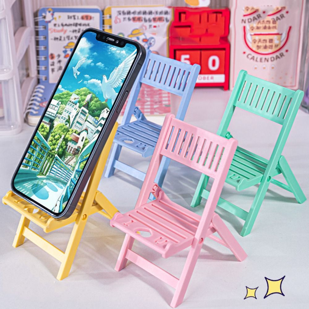Mobile Phone Seat Plastic Cellphone Stand Folding Desk Decor Chair Shape Phone Holer Portable Cartoon Cell Phone Bracket Watching TV Phone Support