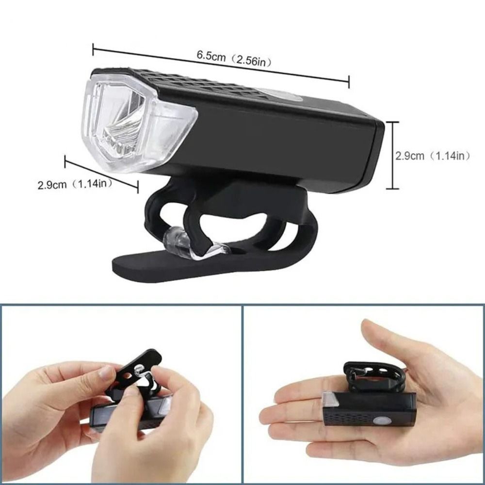 2Pcs/Set Flashlight Rechargeable Bike Lights Waterproof Easy To Install Bike Headlight Tail Light Set Black White Bike Accessories MTB Front Back Lamp Night Riding