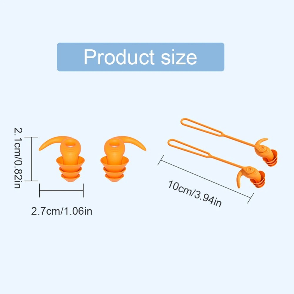 Pair Waterproof Swimming Earplugs Silicone Silence Corded Ear Plug Comfort 3 Layer Waterproof Earplug Sleeping Snoring