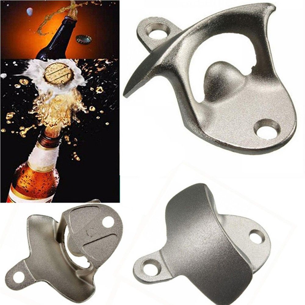 Convenient Hot Sale Kitchen Accessories Without Screws Stainless Steel Color Fixed Opener Bar Soda Cap Tools Wall Mounted Opener Bottle Opener