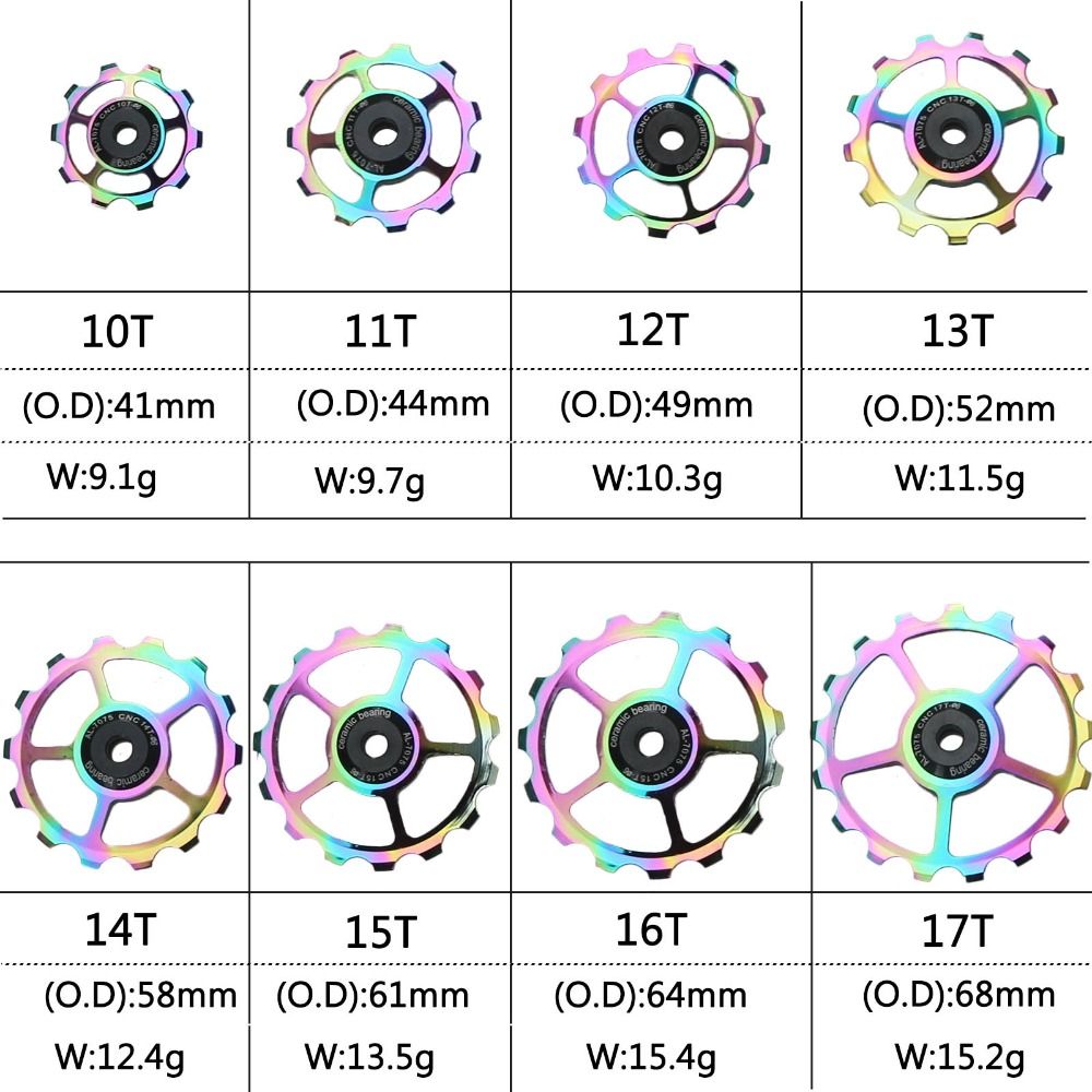 16T 17T Road Bike Jockey Wheel Transmission Accessories Rear Derailleur Guide Cycle Bike Rear Derailleur Bike Ceramic Bearing Guide Bicycle Rear Pulley Bike Jockey Wheel