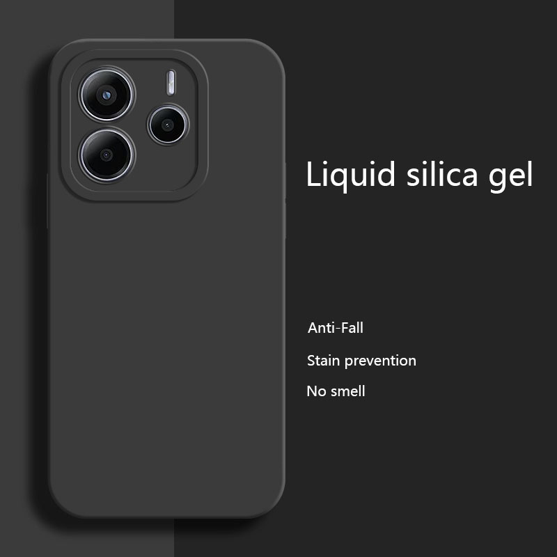 Sroof For Redmi Note 14 Liquid Silicone Matte Shockproof Lens Protector Soft Phone Case Back Cover