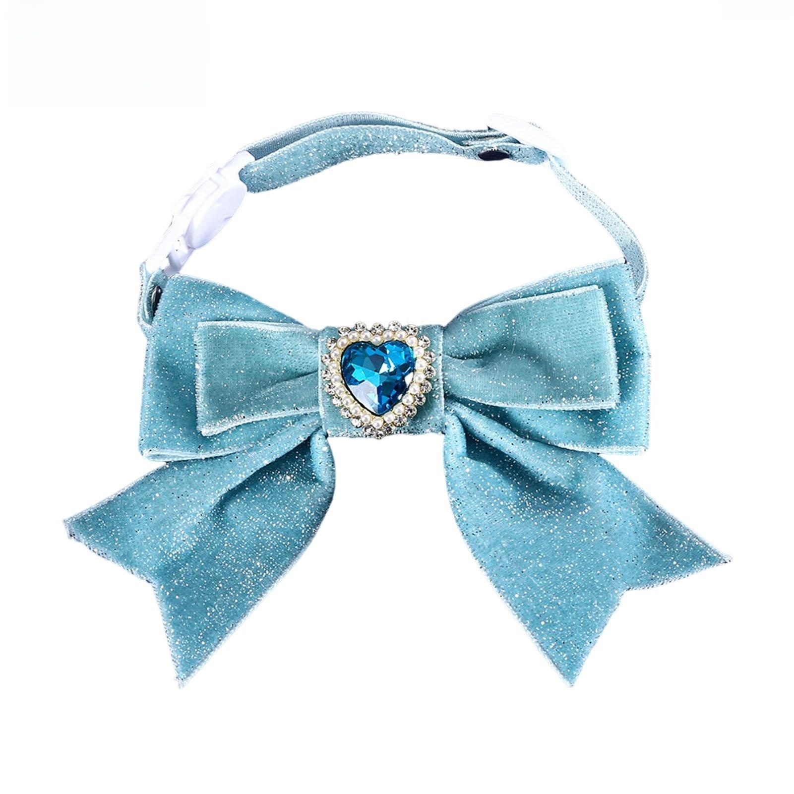 WeihonghunfeiSales promotion Non-fading Pet Collar Stylish Velvet Bow Tie Cat Dog Collar with Rhinestone Heart Decoration Lightweight Adjustable Pet Necklace for Comfortable Safe Walks Perfect Birthday Accessory Pet Collar 2025 New