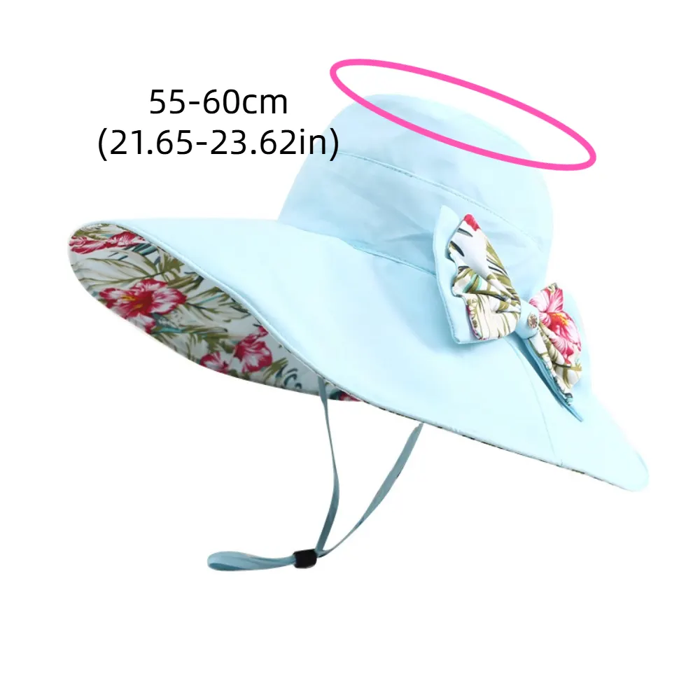 Adjustable UV Protection Floral Collapsible Sunhat Double Side Wear Super Large Brim Sun Protection Cap Bowknot Breathable Fisherman Hats Travel - image 1