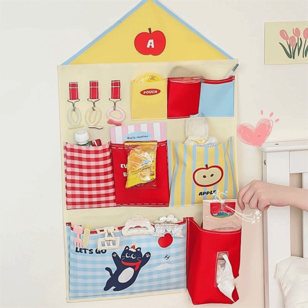 Practical Oxford Cloth Dormitory Storage Hanging Bag Cute Multi-layer Cartoon Hanging Bag Space Saving Sundries Organizer Closet