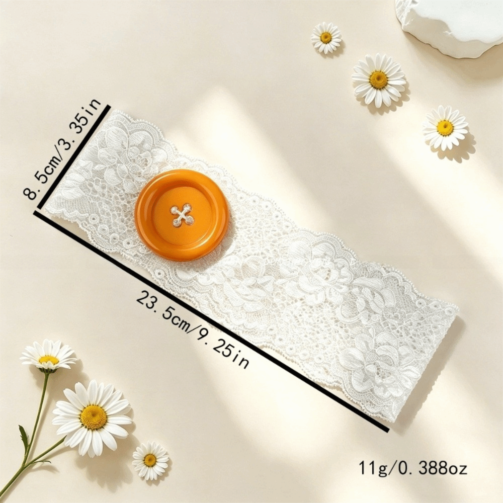 Hollow-Out Lace Floral Headbands Lightweight Button Headwrap Solid Color Oversized Mesh Elastic Hair Bands Headwear