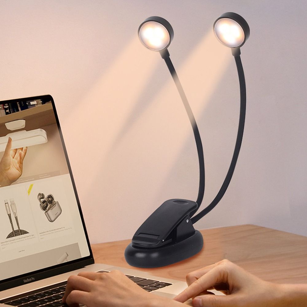 Smooth Surface 9/18 Leds LED Clip on Reading Light Flexible Gooseneck Design 12-Speed Adjustable Portable Book Clip Light Single/Double Head Eye Protection Mini Desktop Table Lamp Book Reading