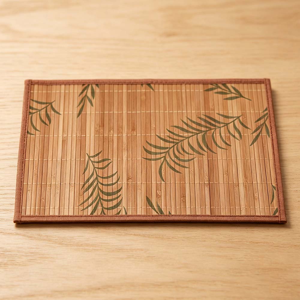 Easy-to-clean Foldable Bamboo Placemat Simple Vintage Heat Insulation Pad Non-Slip Coaster Tableware Pad Table Decoration