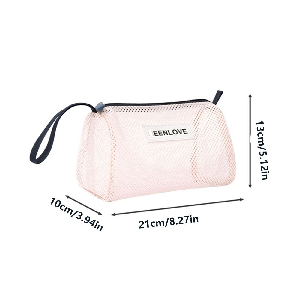 Portable Large Capacity Beach Mesh Bag Breathable Handheld Toiletries Storage Bag Lightweight Space-Saving Mesh Makeup Bag Beach