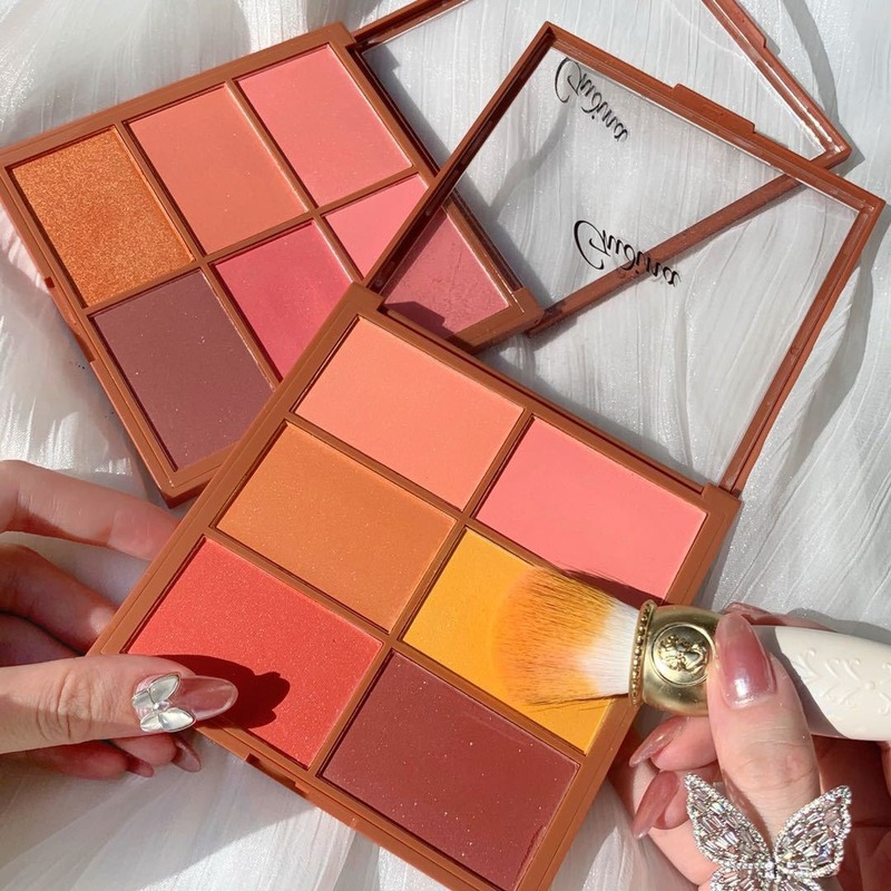 Yuanyan 6 Colors Matte Blush Palette Cute Sunburn Makeup Palette Peach Pumpkin Color Lasting Nature Water Proof Quality Female Cosmetic