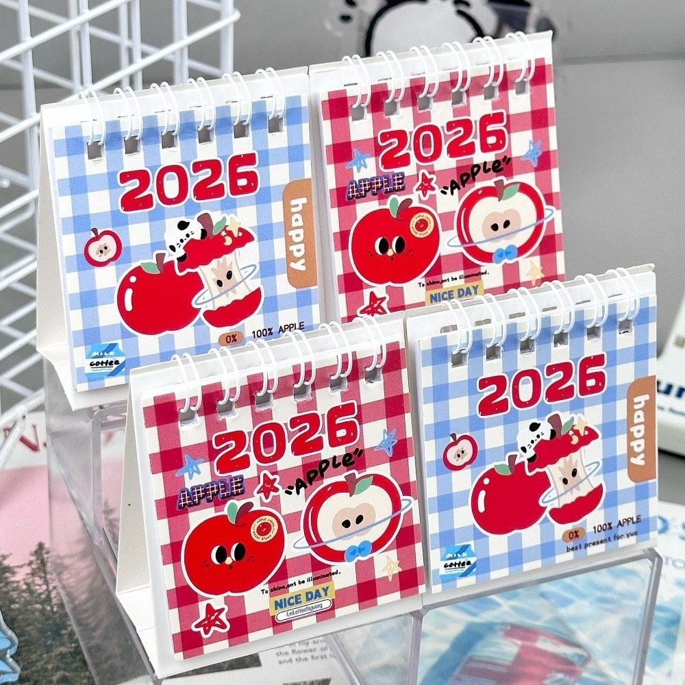 Cute Mini 2026 Desk Calendar Portable Cartoon Cat Coil Calendar Schedule Mark Daily Planner Desktop Ornaments
