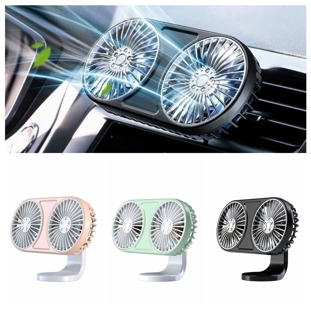 Portable 5 V Mini Fan Low Noise Dual-Head Auto Electric Fan 360° Rotating 3 Gear Car Cooling Fan Dashboard