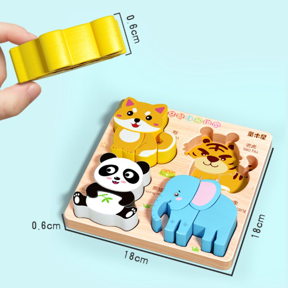 Puzzle Board 4 in 3D Wooden Puzzles Cartoon Intelligence Wooden Rainbow Blocks Puzzle Fruit Aircraft Wooden Puzzle Toy Baby