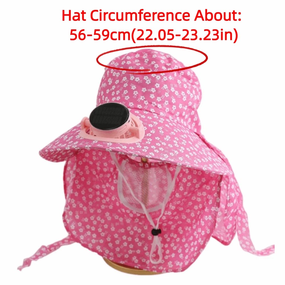 Gift Breathable Solar Fan Hat UV Protection Rechargeable Wide Brim Fan Hat Lightweight Flower Design Cooling Sunshade Hat Farm Work