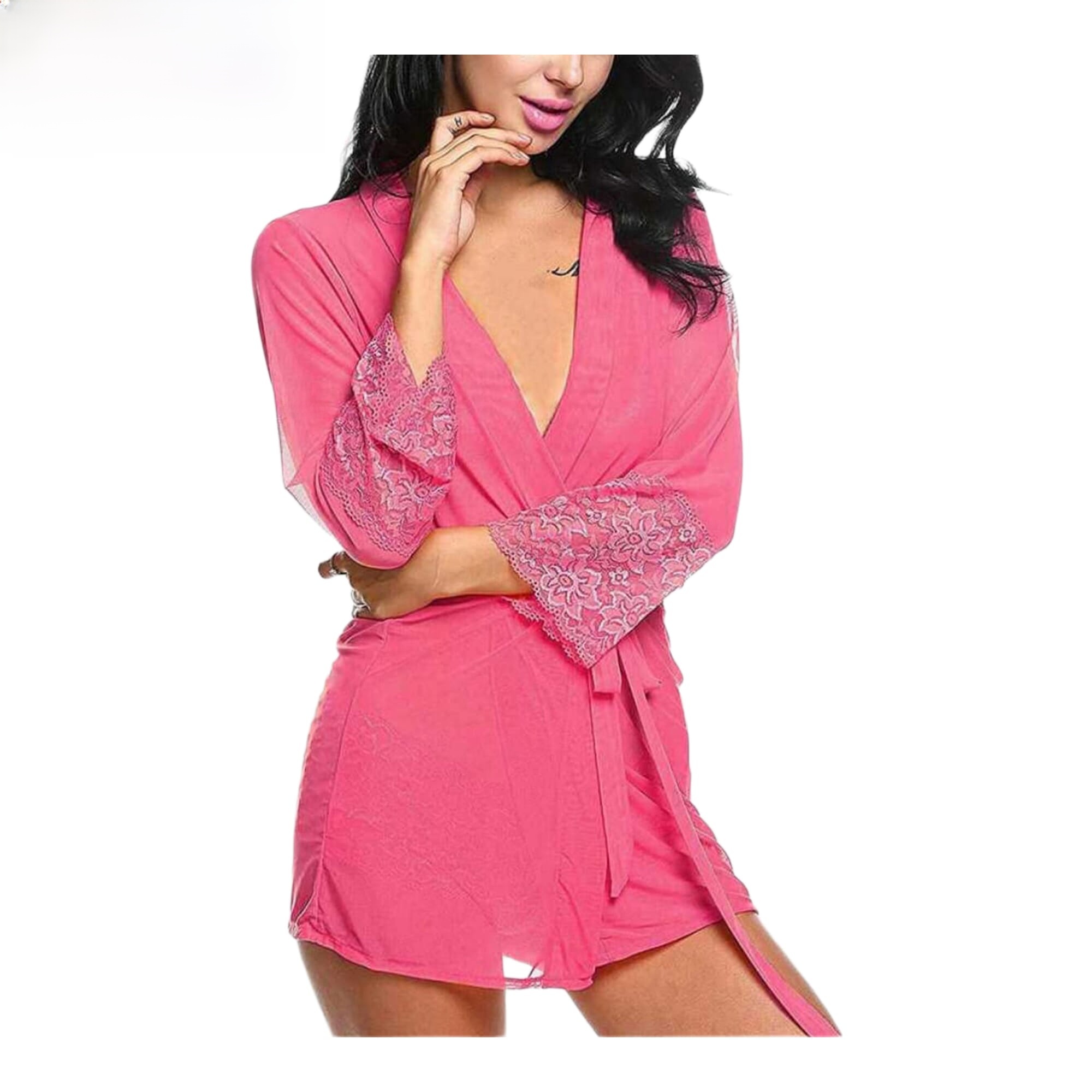 Fancyra Babydoll Nightwear Net Above Knee Lingerie with Panty Free Size