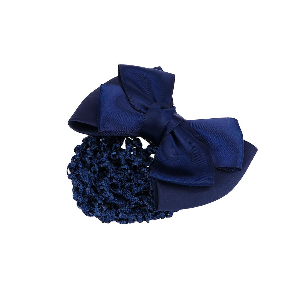 Solid Color Lady Bow Barrette Women Satin Bowknot Hair Accessories Hairpins Net Bun Snood