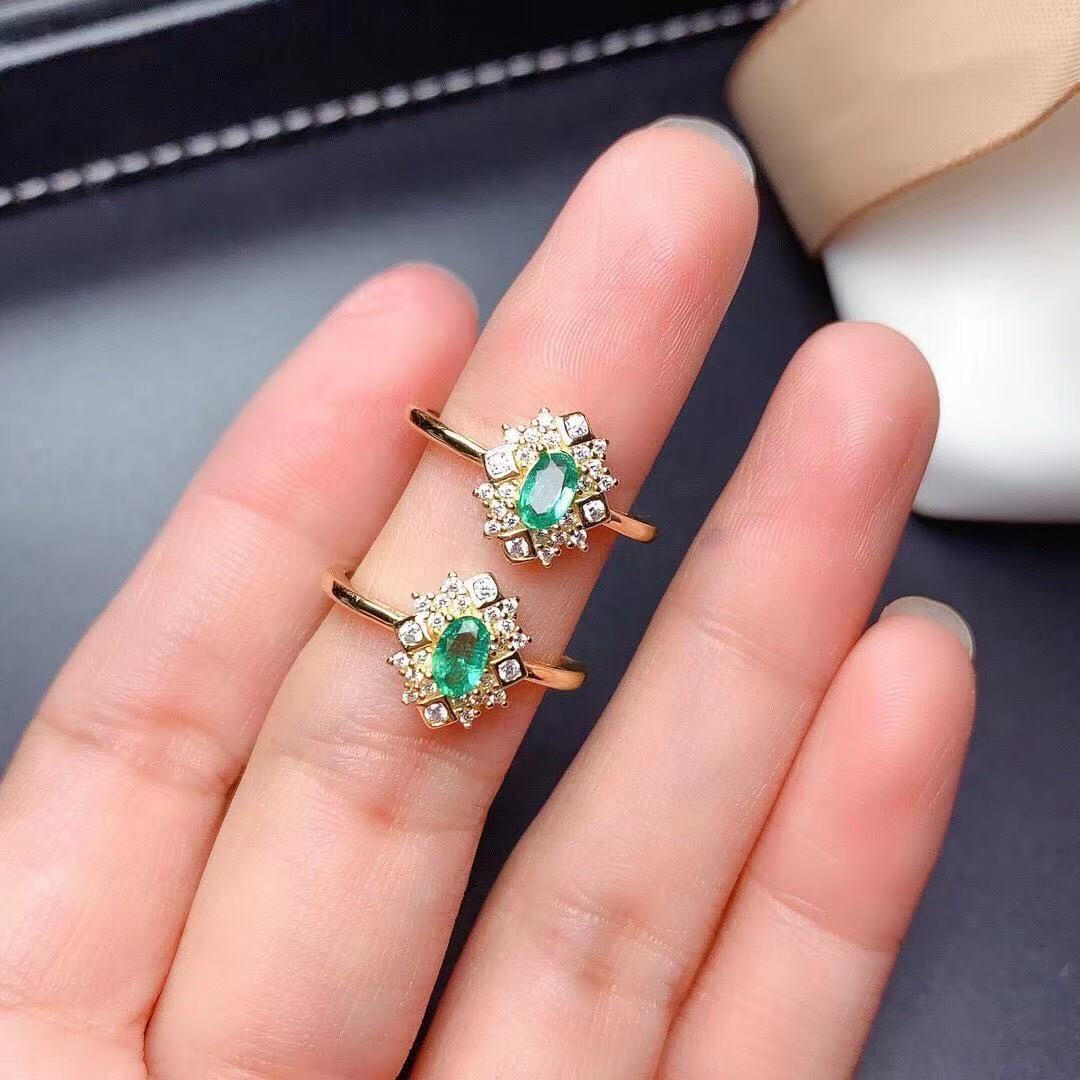 【Quality certifications】New natural emerald opening female sweet main stone size 3*5mm simple fashion special offer