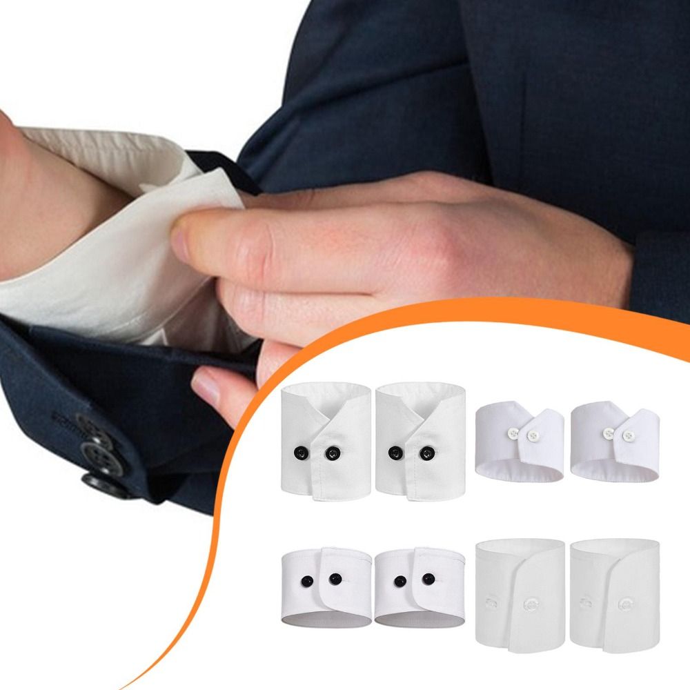 Elegant White Black False Wrist Cuffs Detachable Black Button False Collars Polyester Costume Accessory Shirt False Simple Cuffs