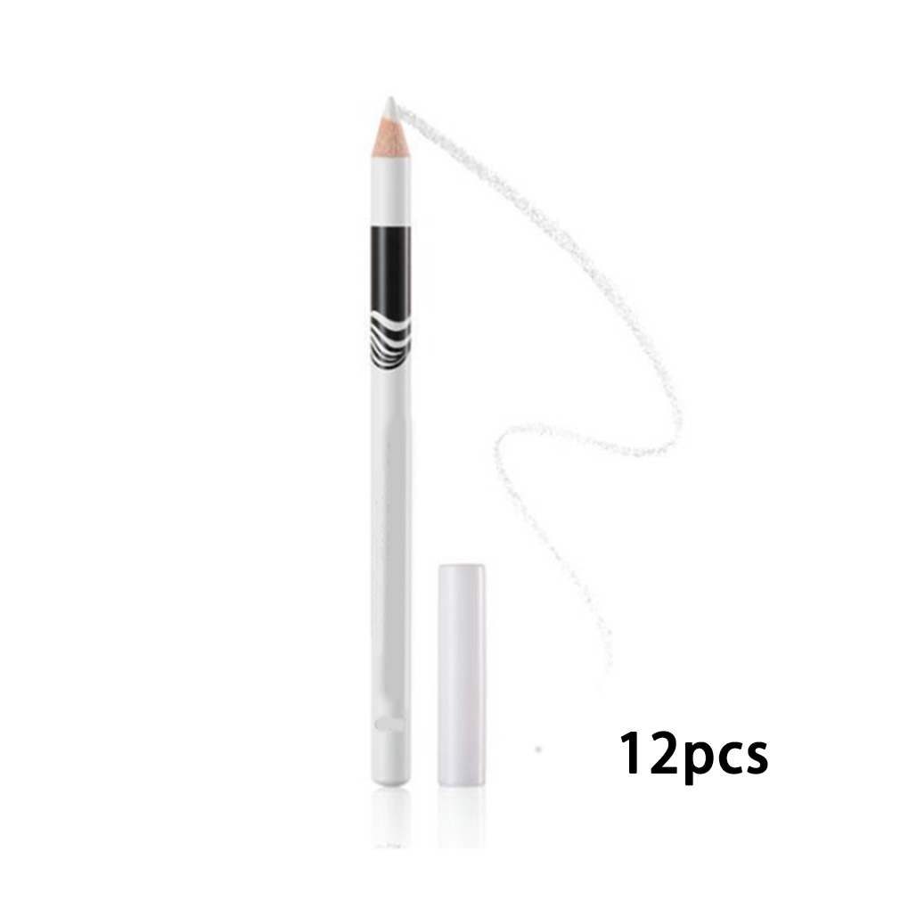 Wenefang Fashion 12PCS White Eyeliner Wooden Eyeliners Pigmented Easy Grinding Eye Brightener Highlighter Woman Lip Eyemazing Beginner