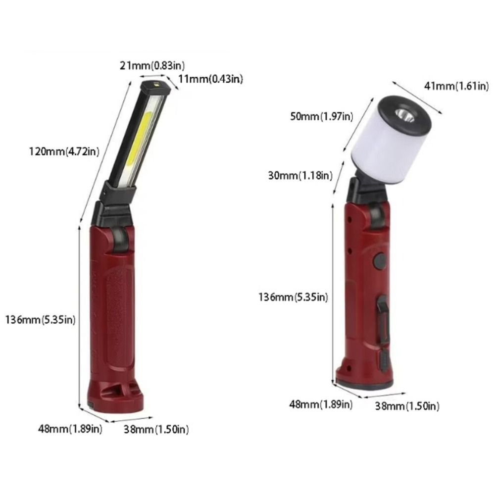 COB Technology 180° Folding Rechargeable Work Light With Hanging Hook Rechargeable Foldable Work Light Portable Design With Magnetic Portable Spotlight Camping