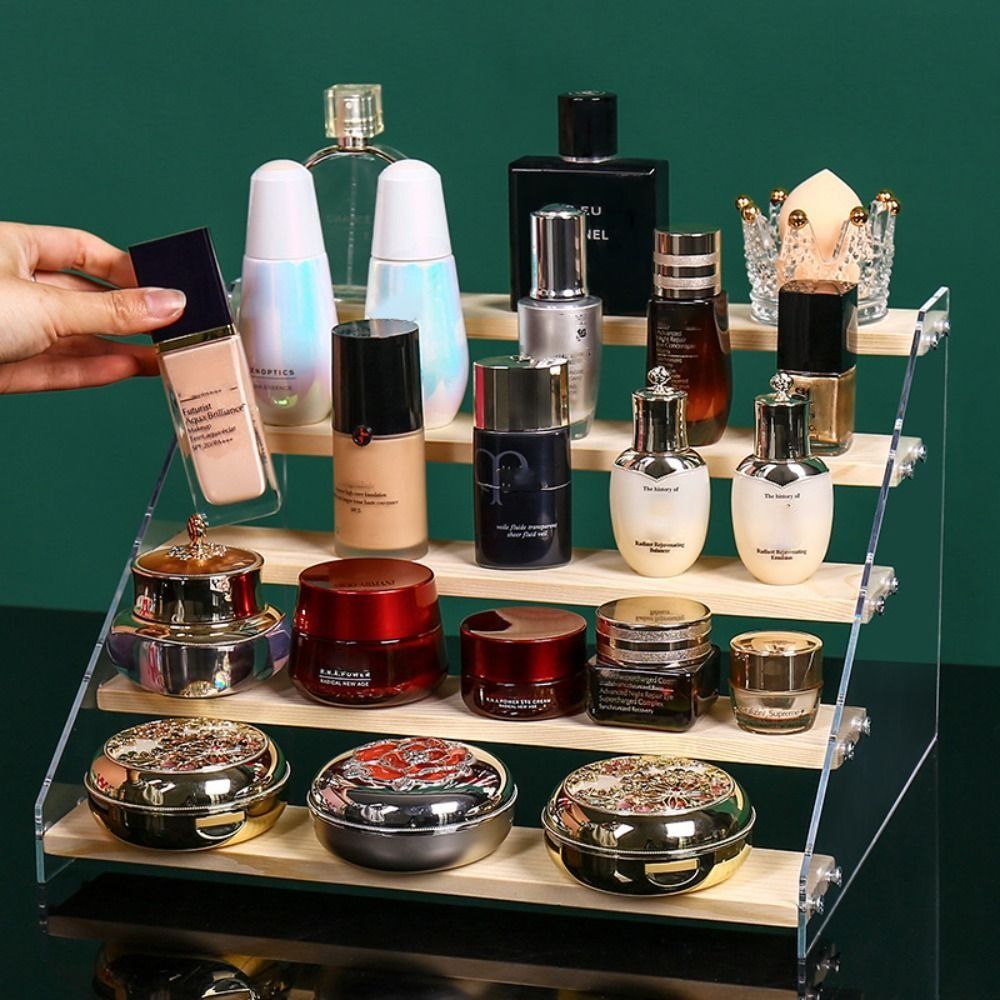 Nail Art Storage Rack 2/3/4/5Layer Acrylic Storage Display Rack Ladder Type Large Capacity Cosmetic Storage Holders Detachable Perfume Plush Doll Display Rack Room