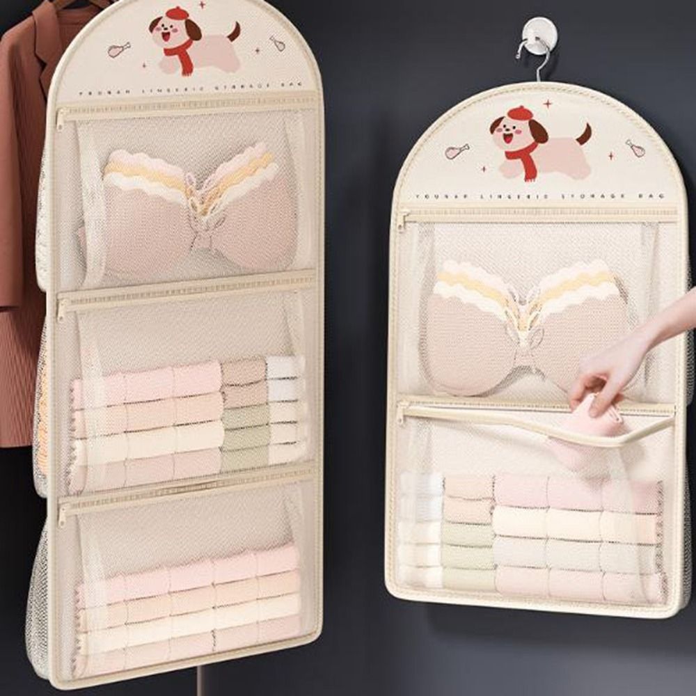 Multifunctional /2/3 Layer Underwear Socks Storage Bag Mesh Wall Mounted Socks Storage Hanging Bag Large Capacity Cartoon Hanging Mesh Bag Behind the Door
