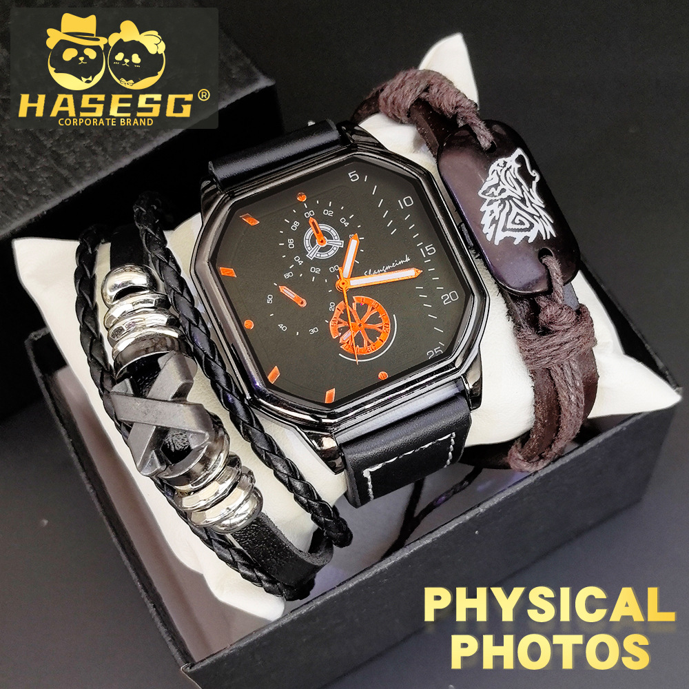 【Innovative design】Men's Square Quartz Wristwatch for Outdoor Sports - Large Dial, Personalized Fashion Watch
